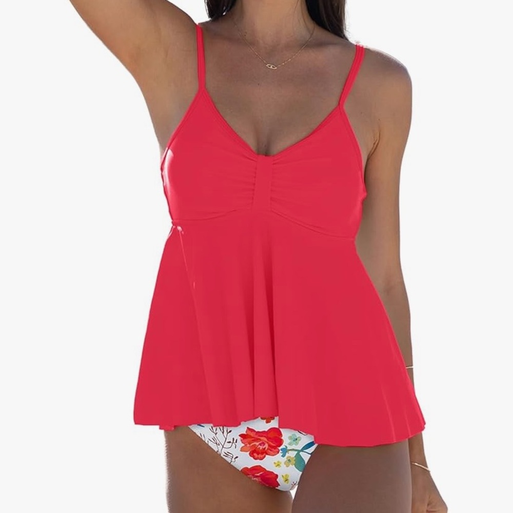 Women's Pinkish Red Swim Tankini